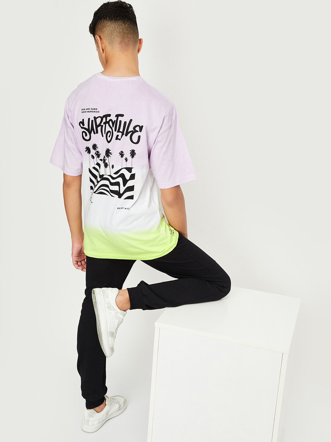 

max Boys Typography Printed Pure Cotton T-shirt, Lavender
