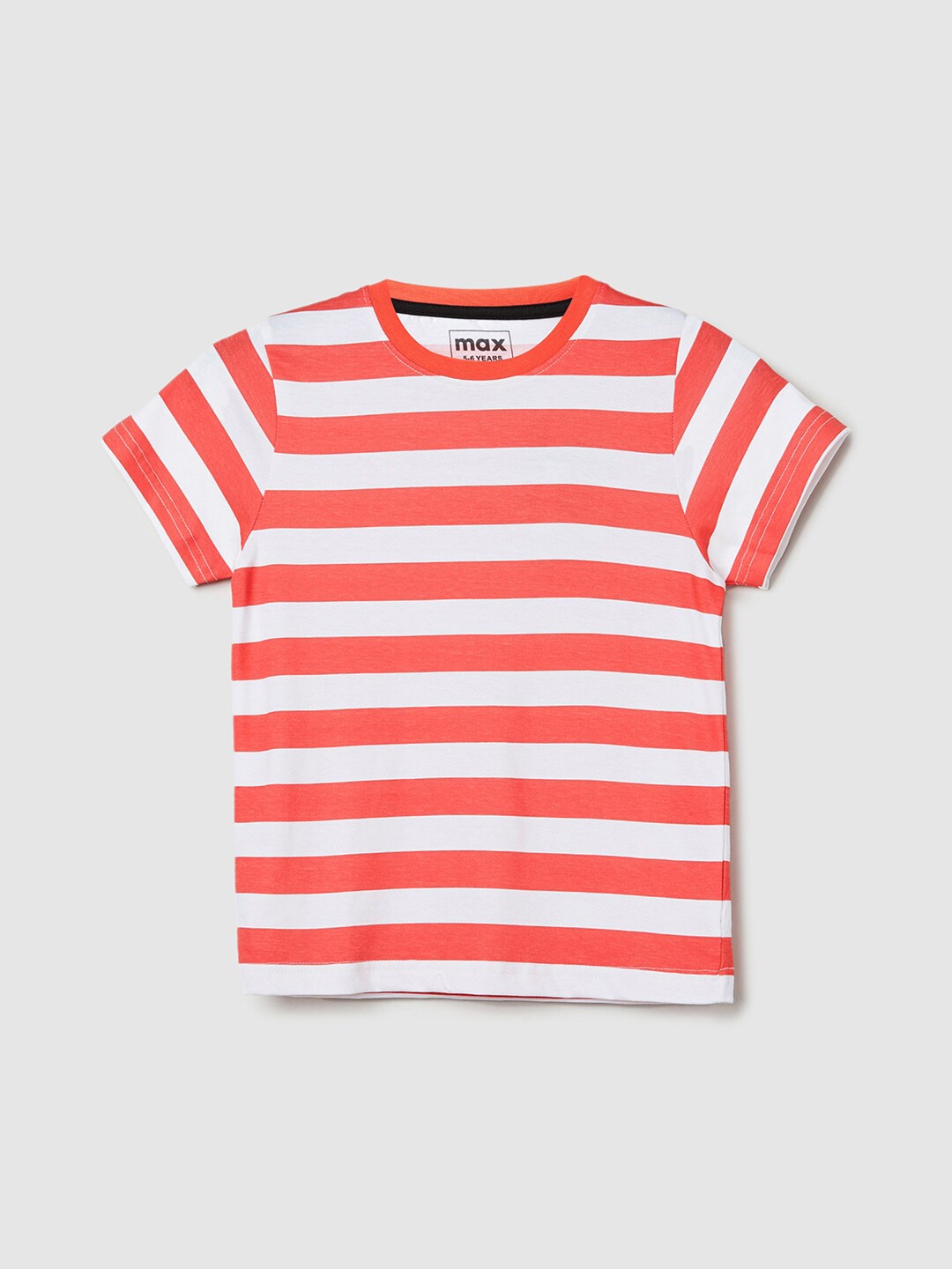 

max Boys Striped Pure Cotton T-shirt, Red