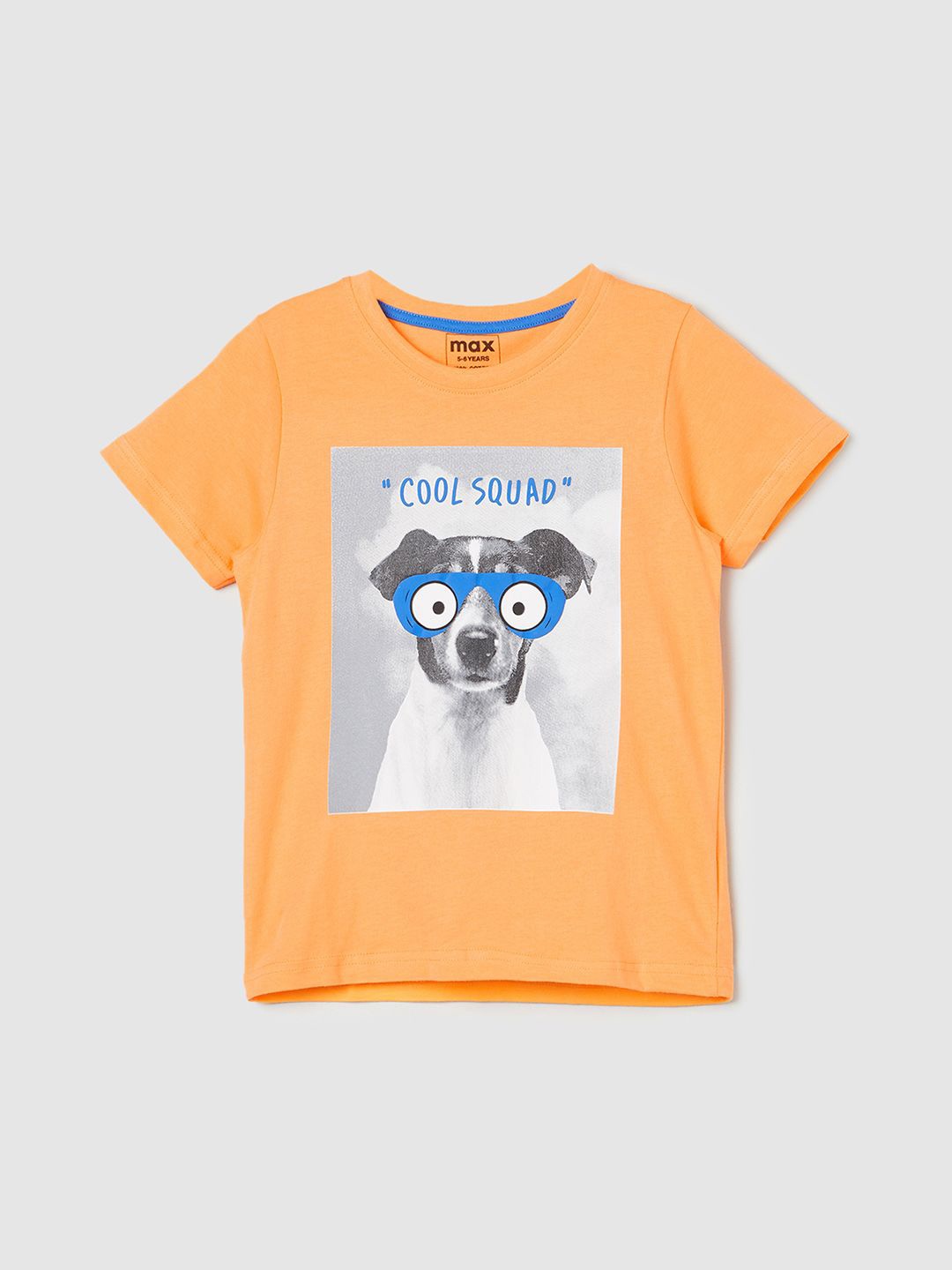 

max Boys Printed Pure Cotton T-shirt, Orange