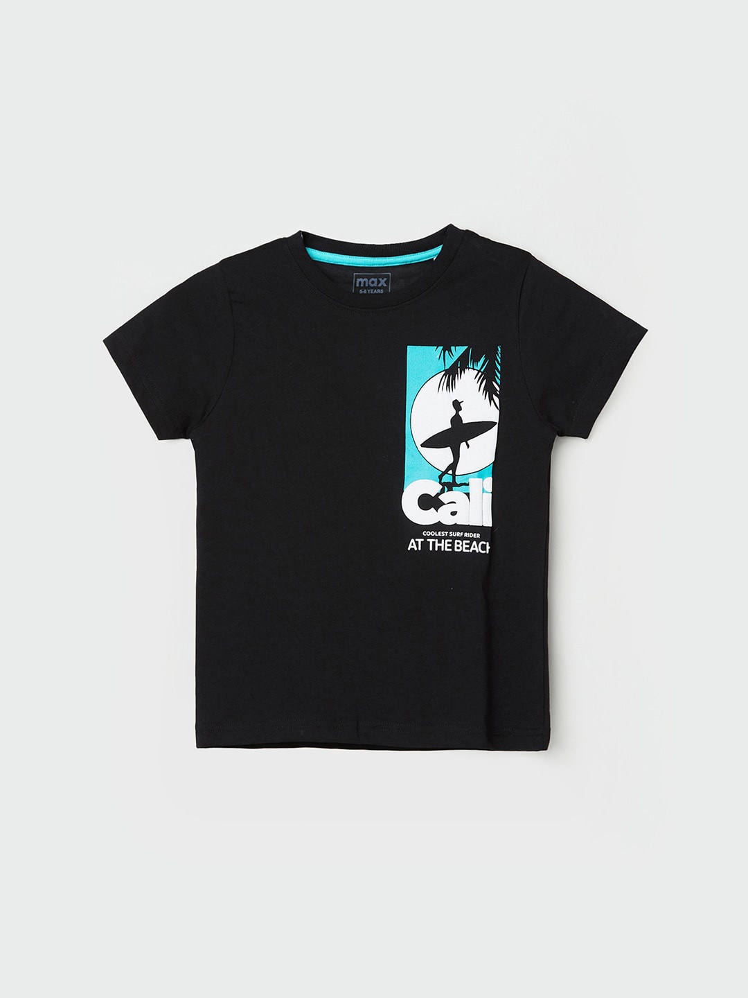 

max Boys Graphic Printed Pure Cotton T-shirt, Black