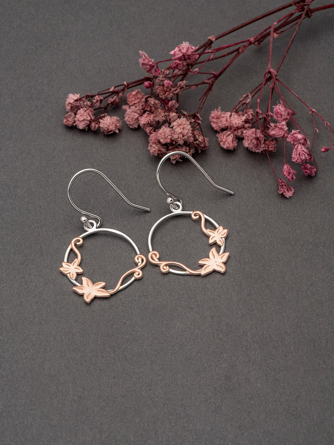 

SILBERRY 925 Sterling Silver Rose Gold Plated Contemporary Drop Earrings