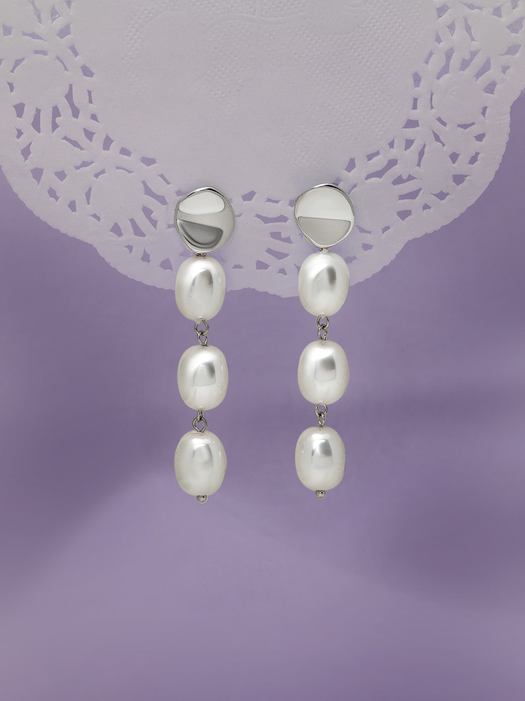 

SILBERRY Contemporary Drop Earrings, Silver