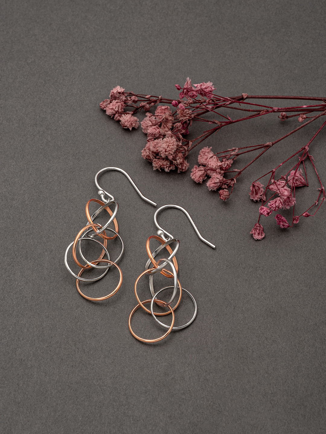 

SILBERRY 925 Sterling Silver 18K Rose Gold Plated Drop Earrings