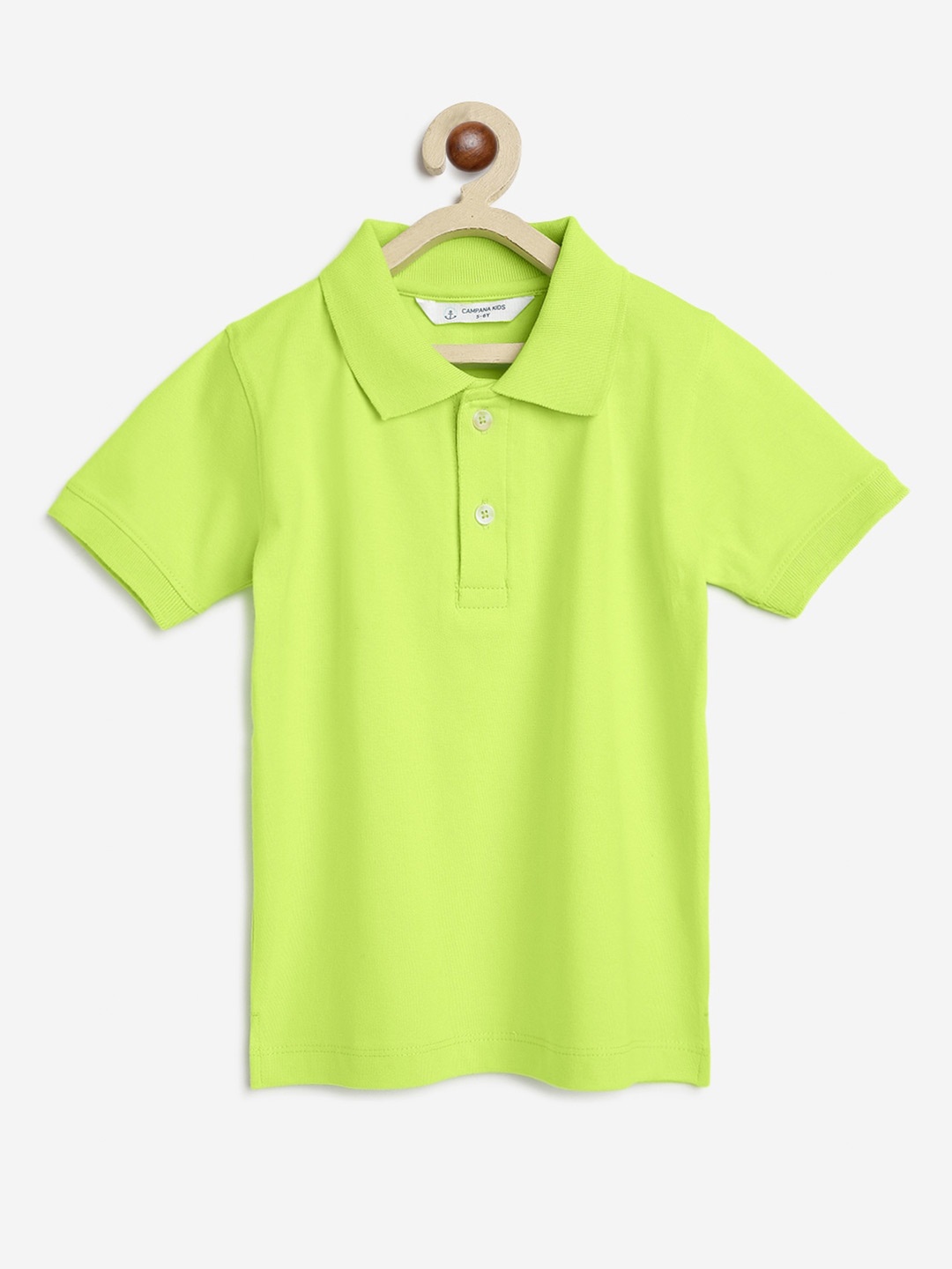 

Campana Boys Polo Collar Pure Cotton Casual T-shirt, Lime green