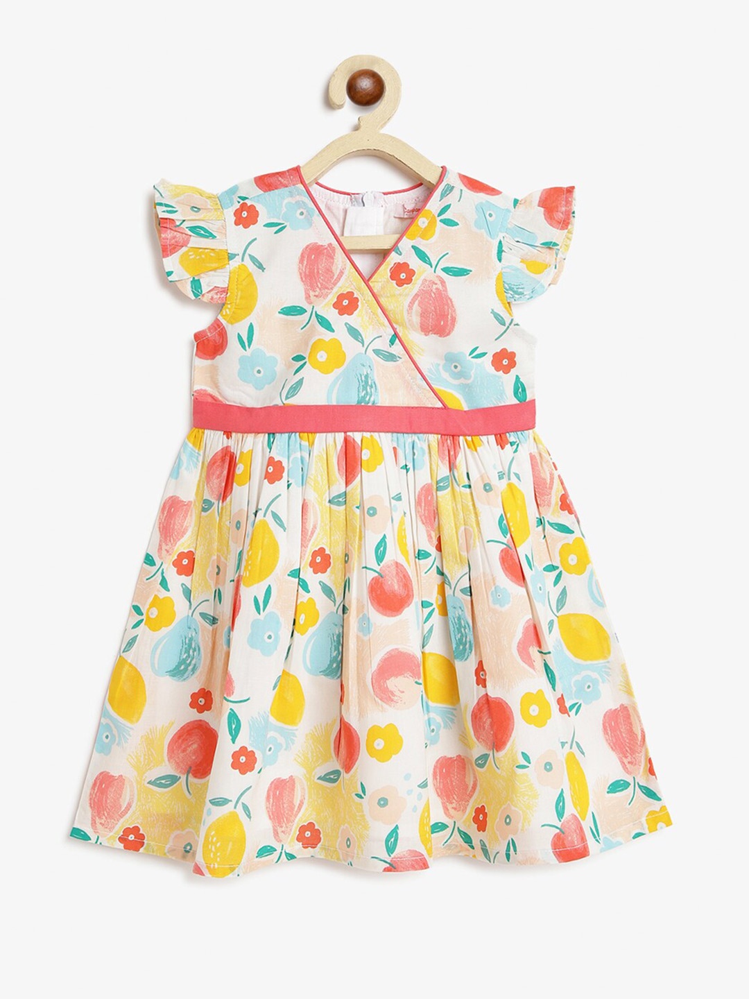 

Campana Girls Conversational Print Cotton Fit & Flare Casual Dress, Red