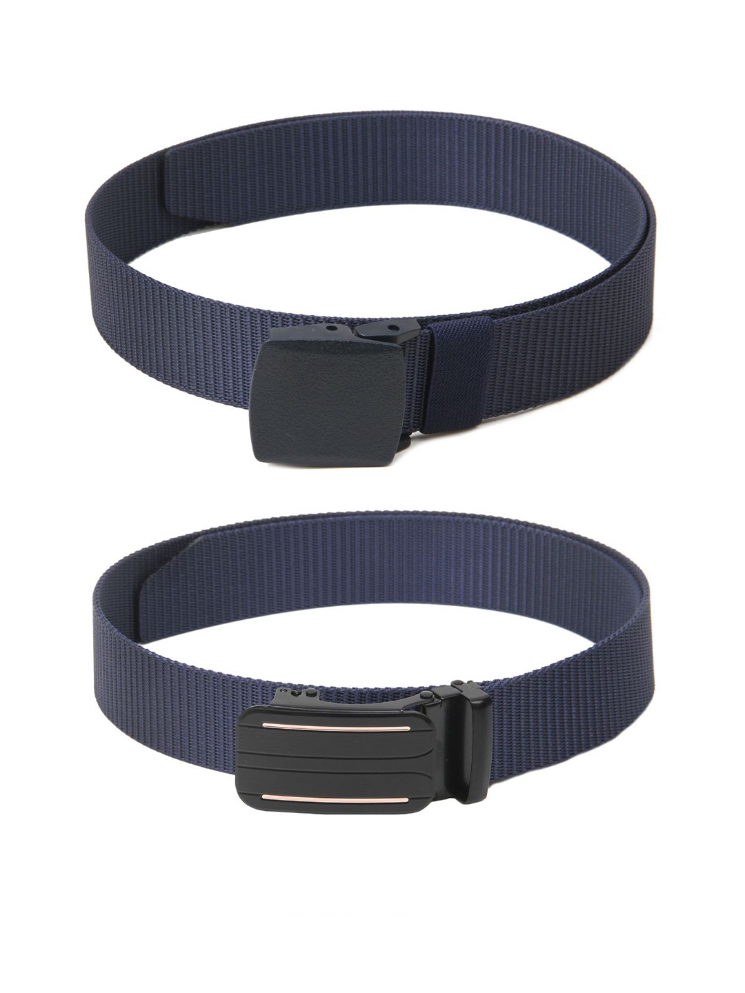 

Calvadoss Men Set Of 2 Textured Belts, Navy blue