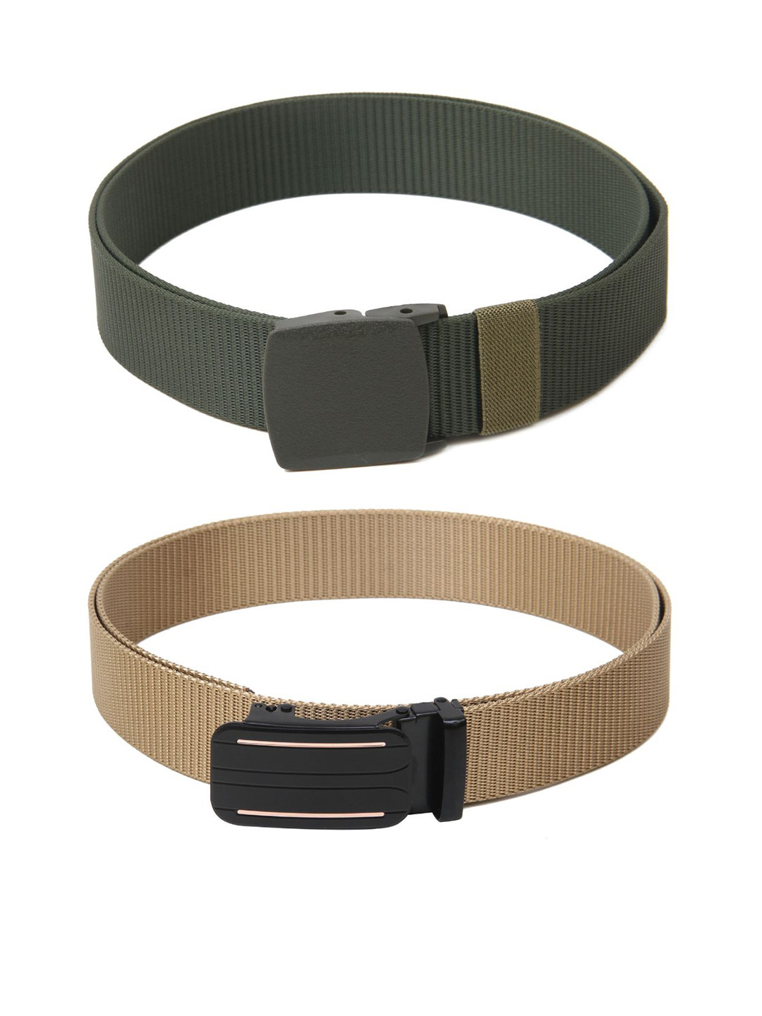 

Calvadoss Men Set Of 2 Textured Belts, Green