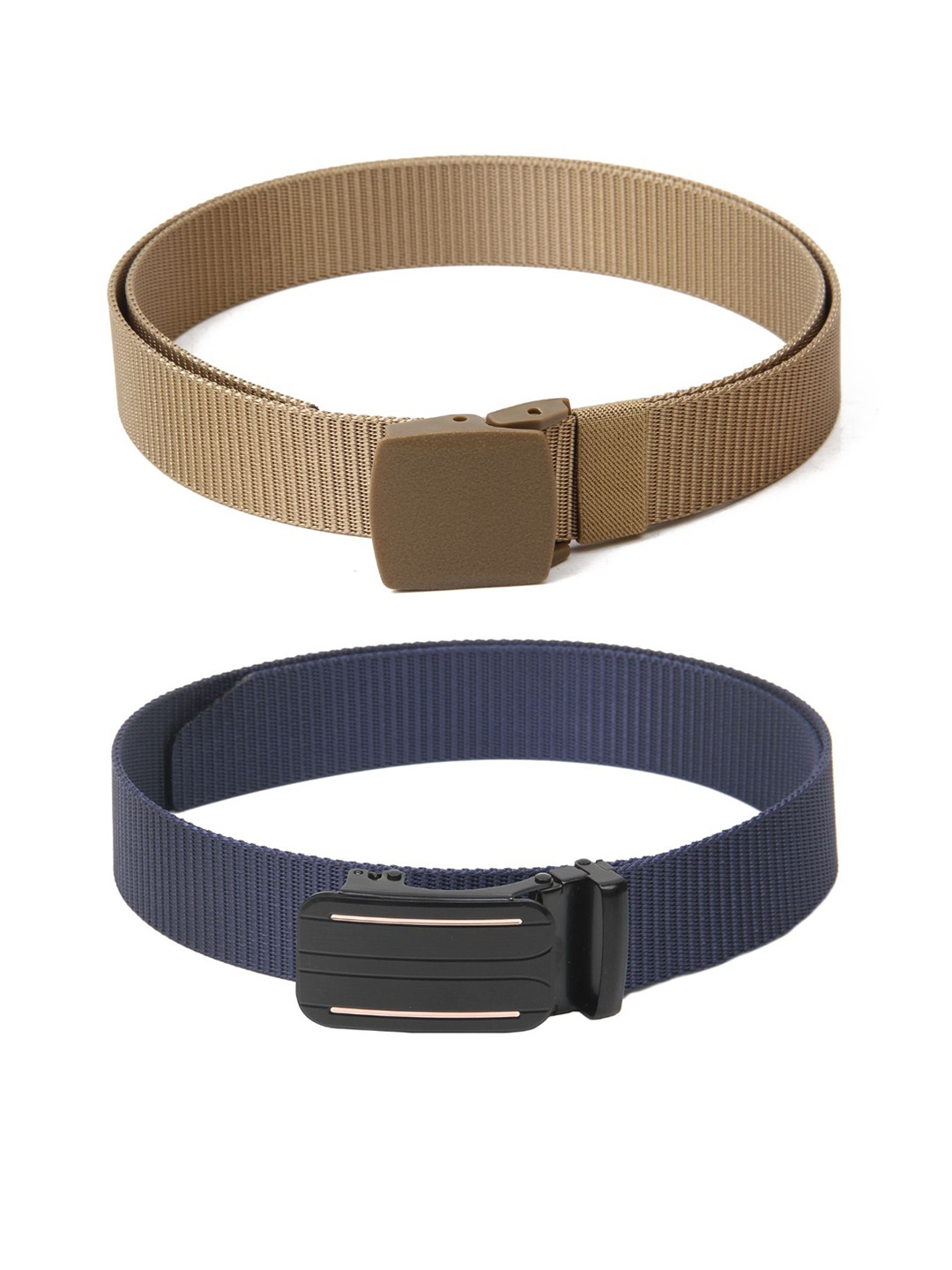 

Calvadoss Men Set Of 2 Textured Belts, Beige