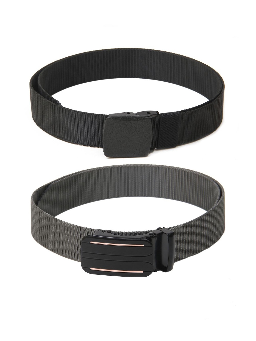 

Calvadoss Men Set Of 2 Textured Canvas Belt, Black