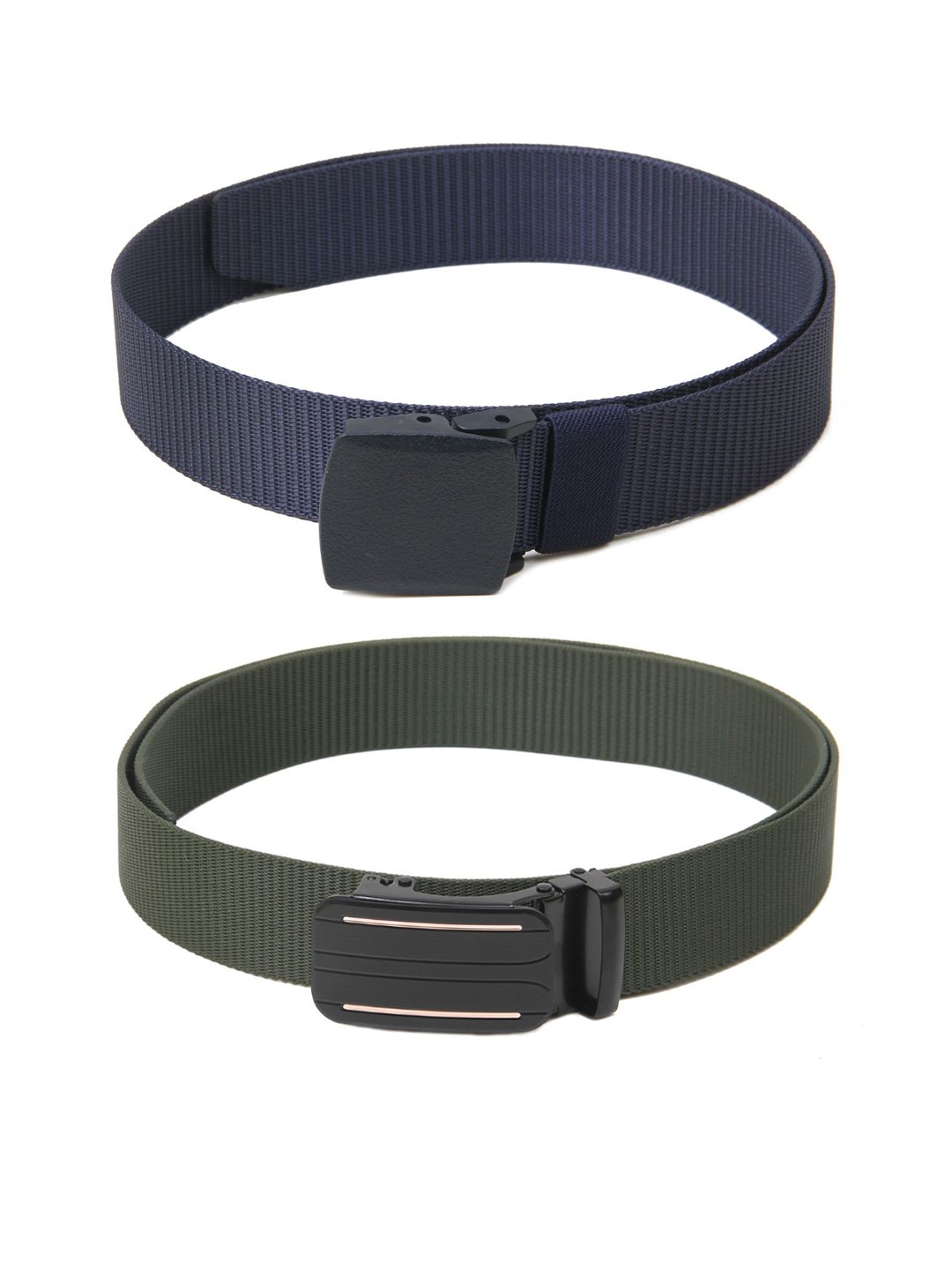 

Calvadoss Men Set Of 2 Textured Belts, Navy blue