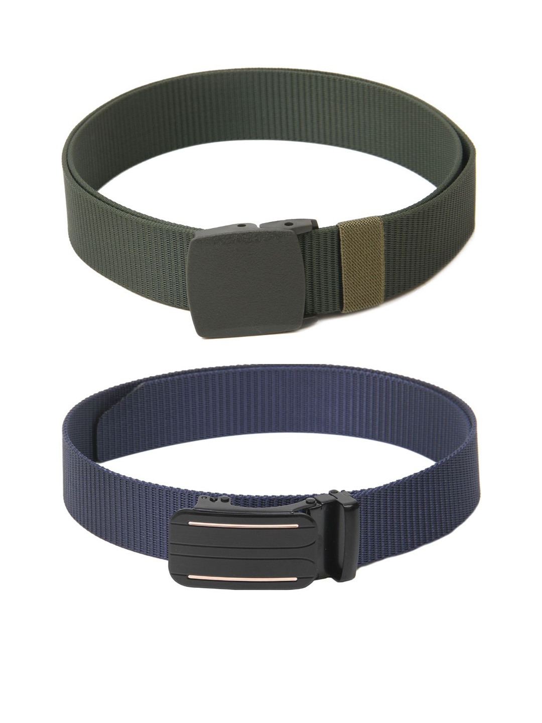 

Calvadoss Men Set of 2 Textured Canvas Belts, Green
