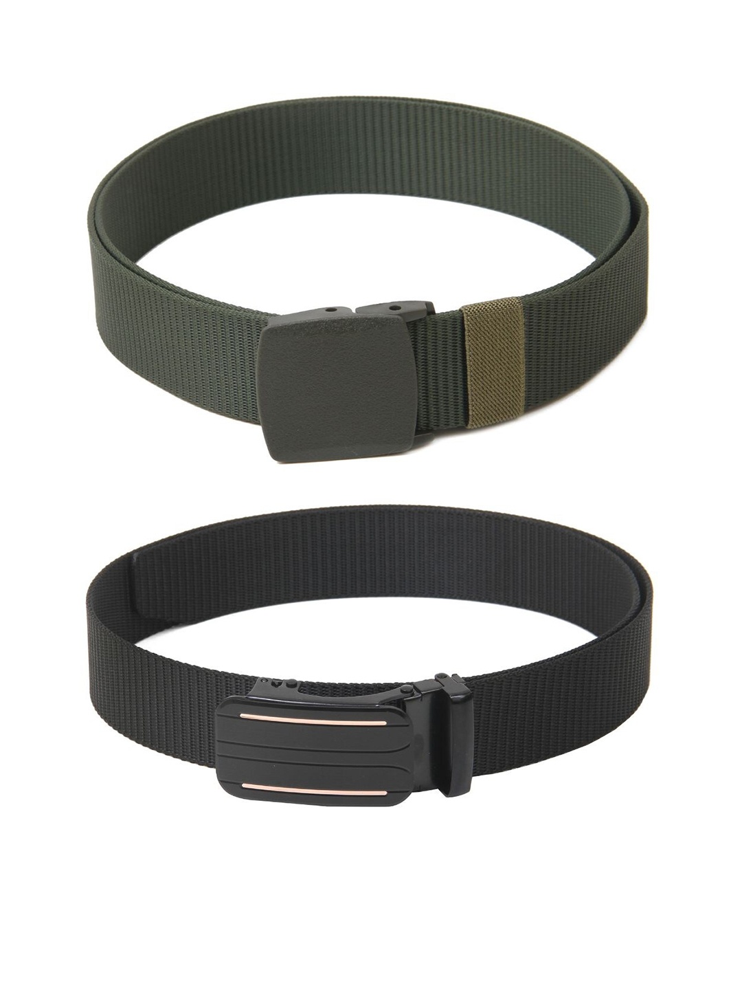 

Calvadoss Men Set Of 2 Textured Belts, Green