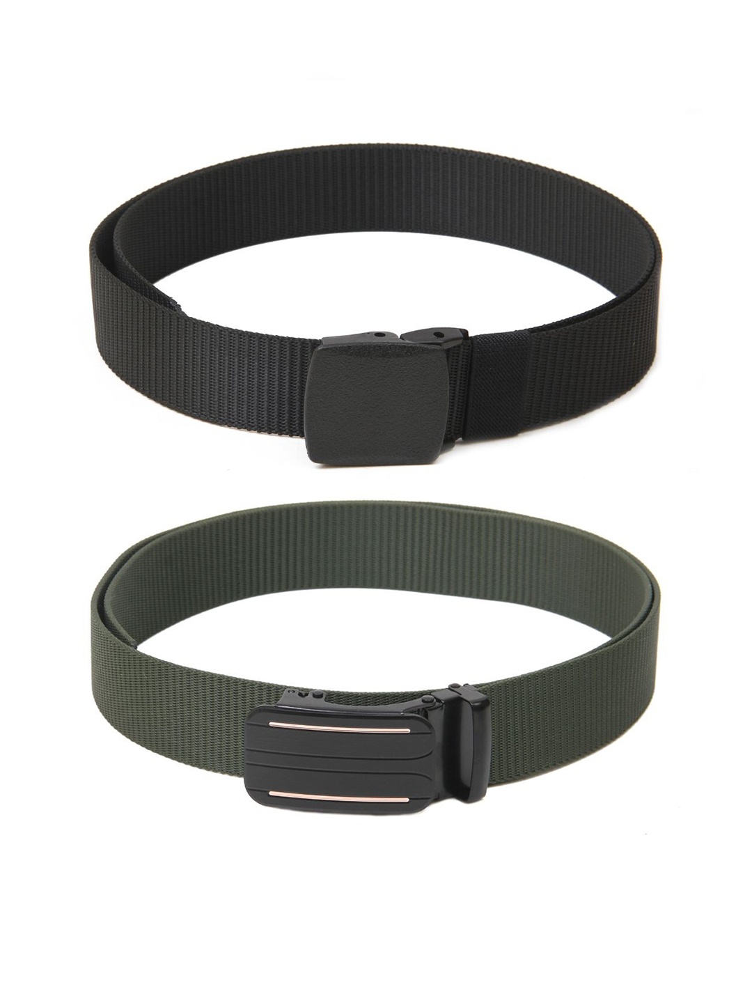 

Calvadoss Men Set Of 2 Textured Wide Belts, Black