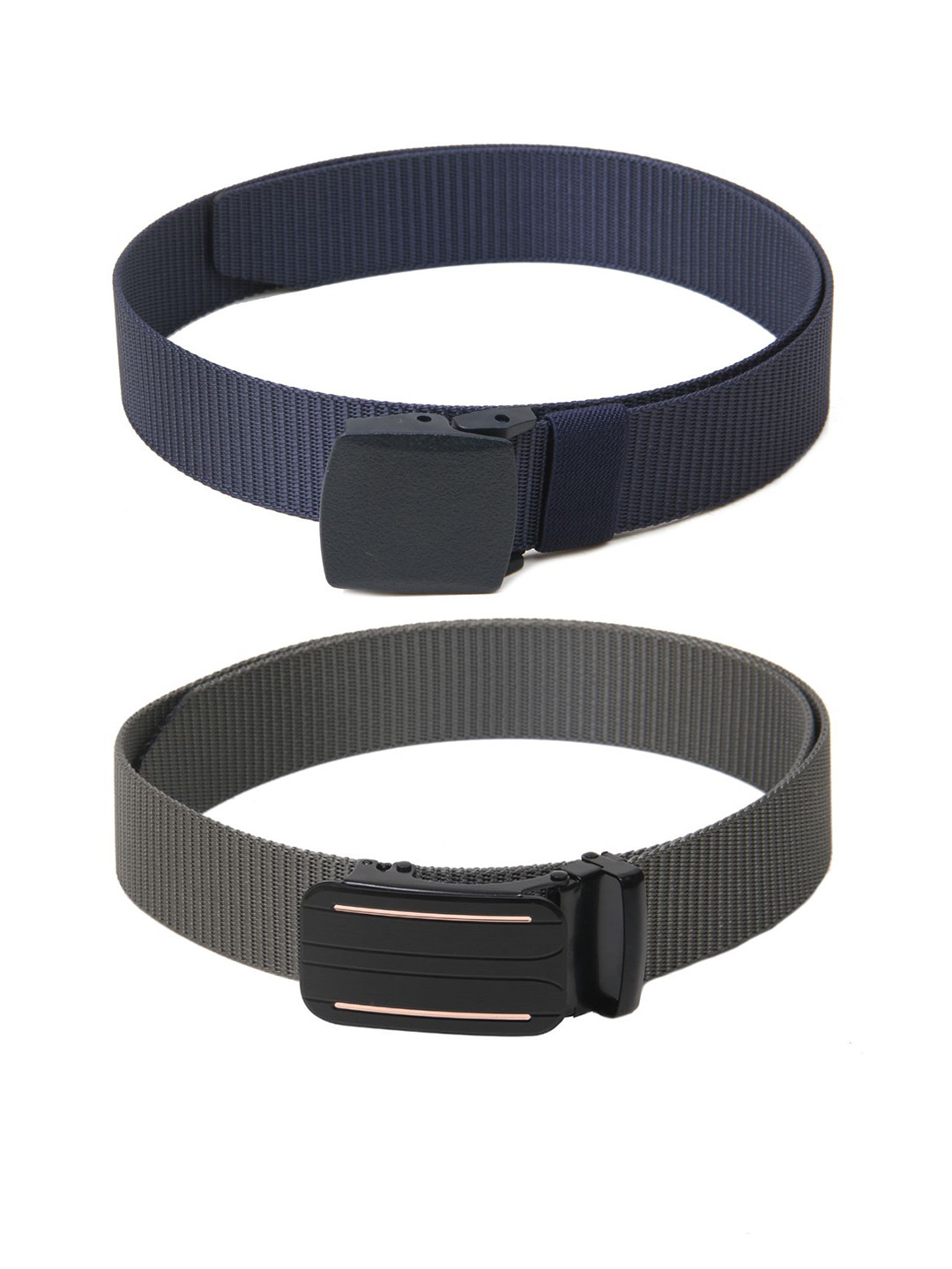 

Calvadoss Men Set Of 2 Textured Belts, Navy blue
