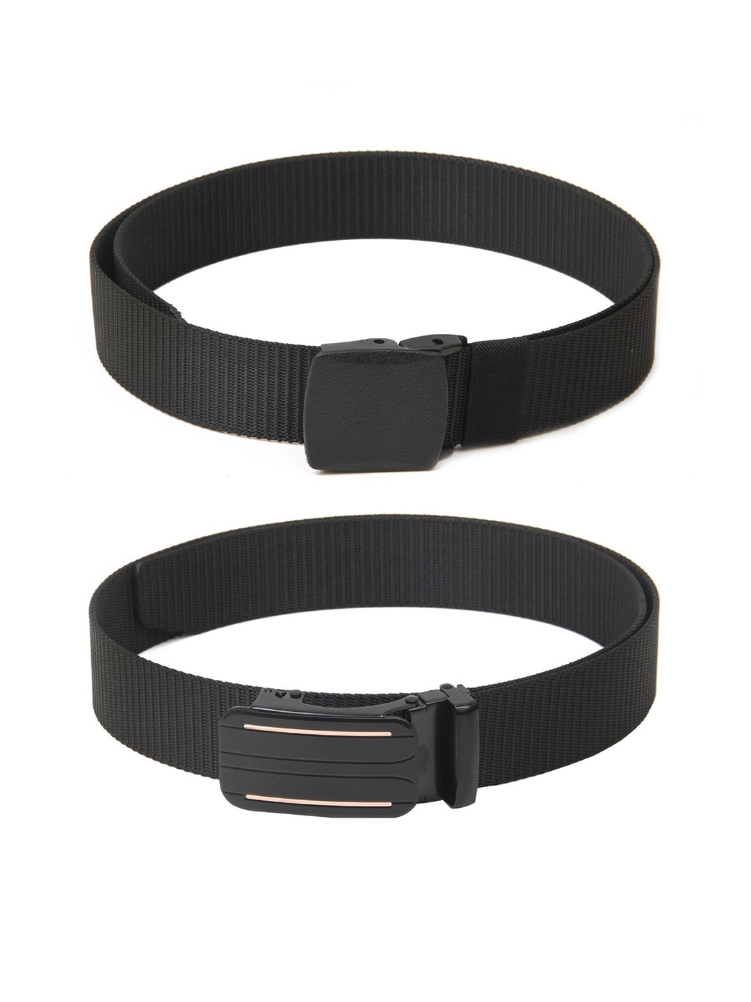 

Calvadoss Men Set Of 2 Textured Belts, Black
