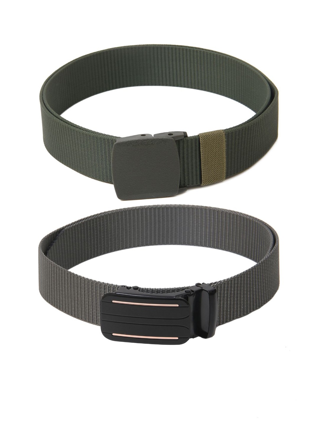 

Calvadoss Men Set Of 2 Textured Wide Belts, Green