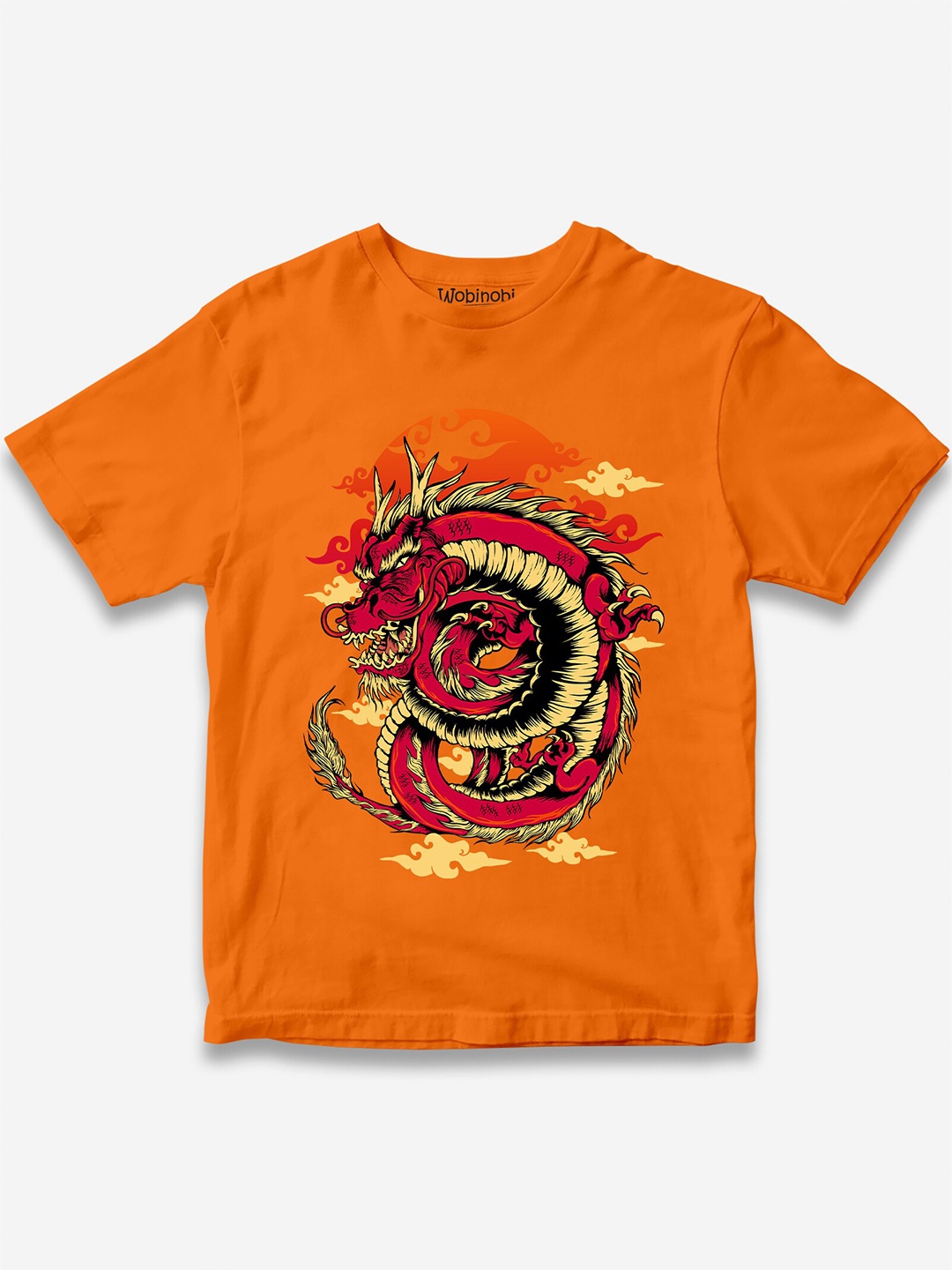 

Wobinobi Boys Dragon Print Bio Finish Pure Cotton T-shirt, Red