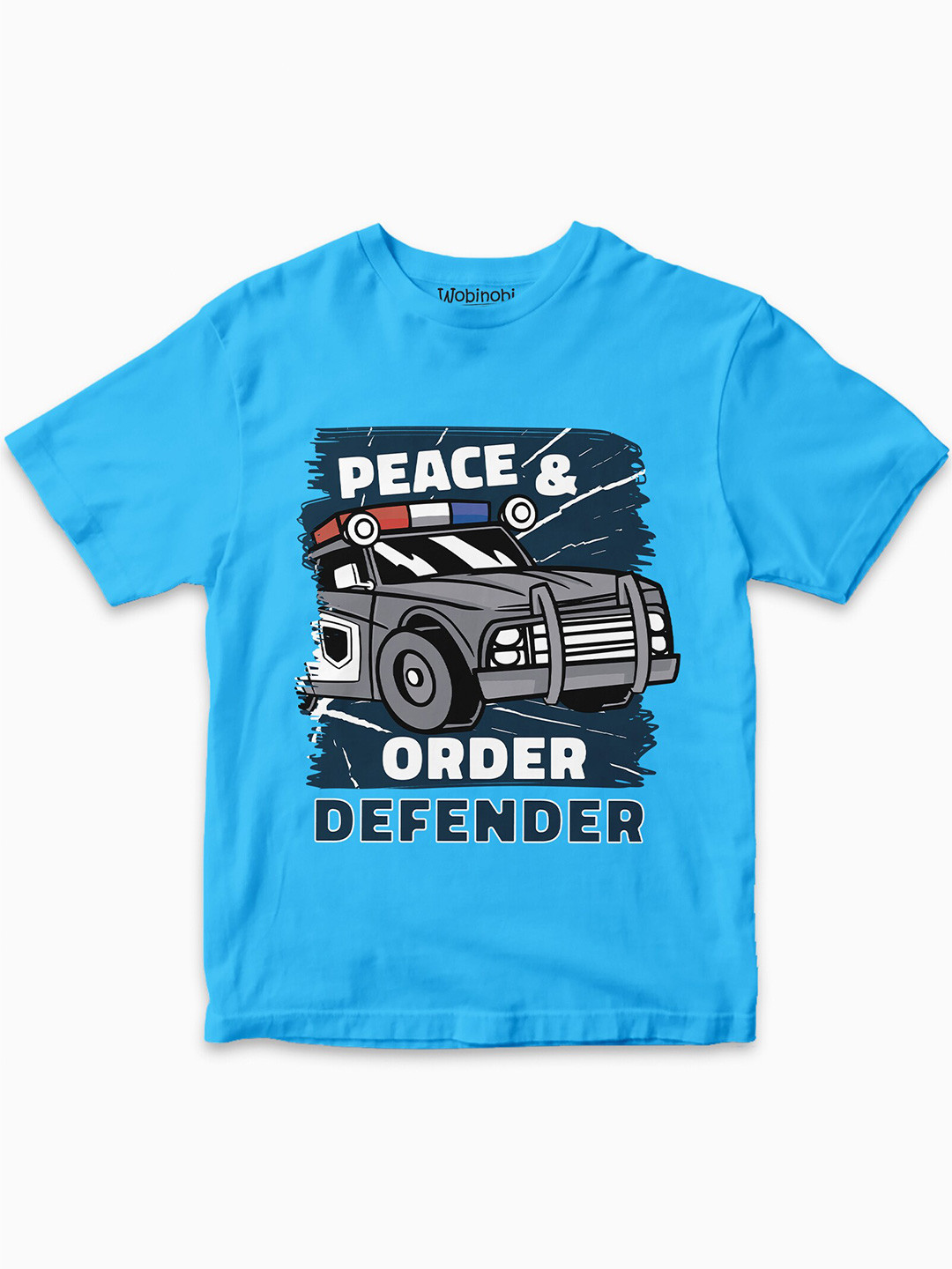 

Wobinobi Boys Policeman Print Bio Finish Pure Cotton T-shirt, Blue