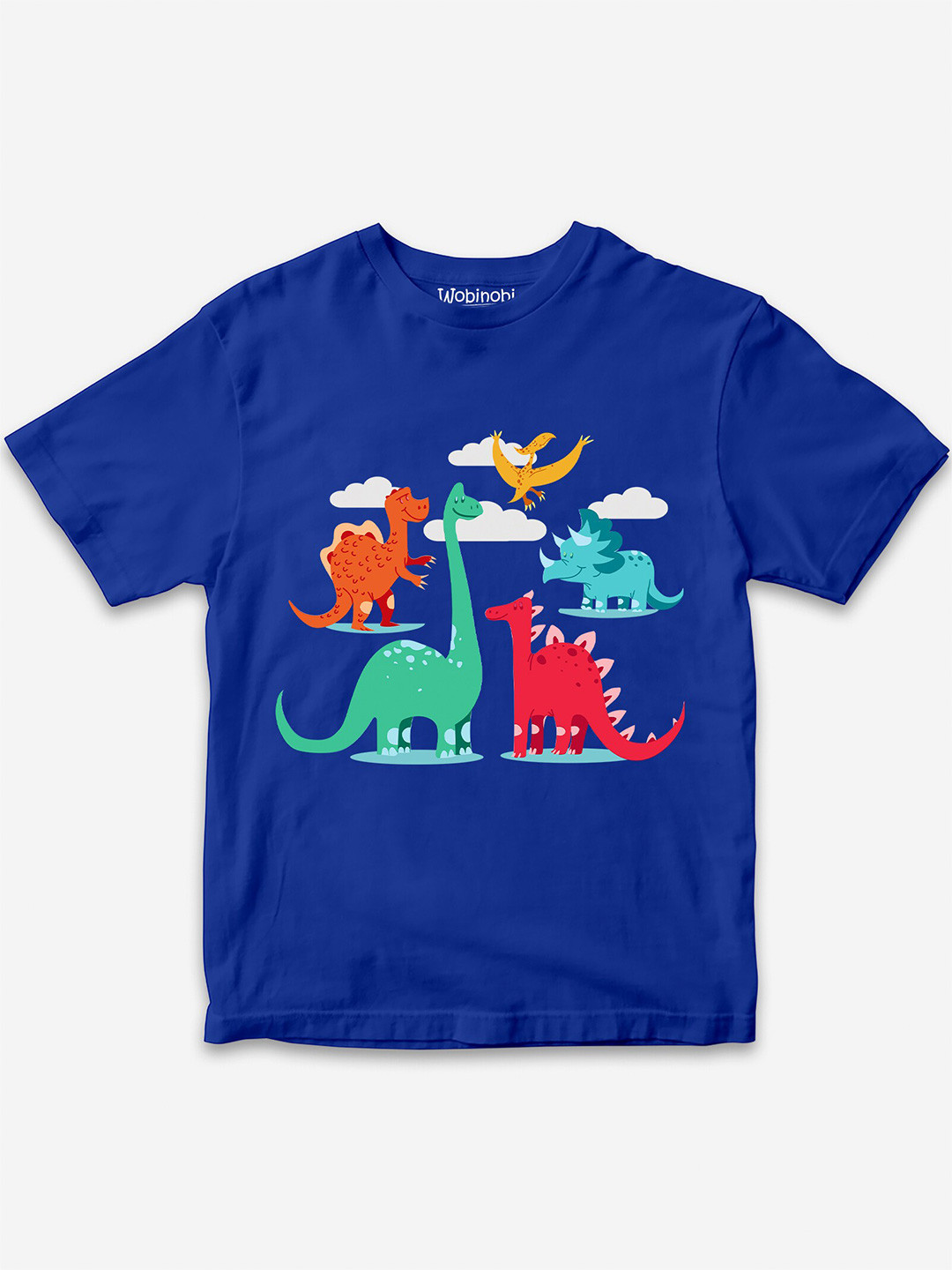 

Wobinobi Boys Dinosaur Print Bio Finish Pure Cotton T-shirt, Blue