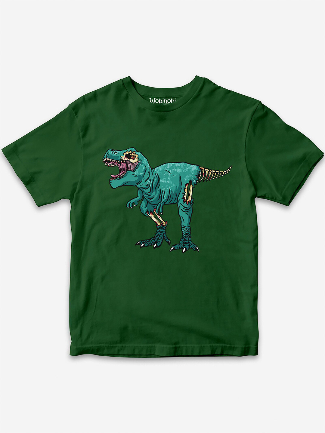

Wobinobi Boys Dinosaur Print Bio Finish Pure Cotton T-shirt, Green