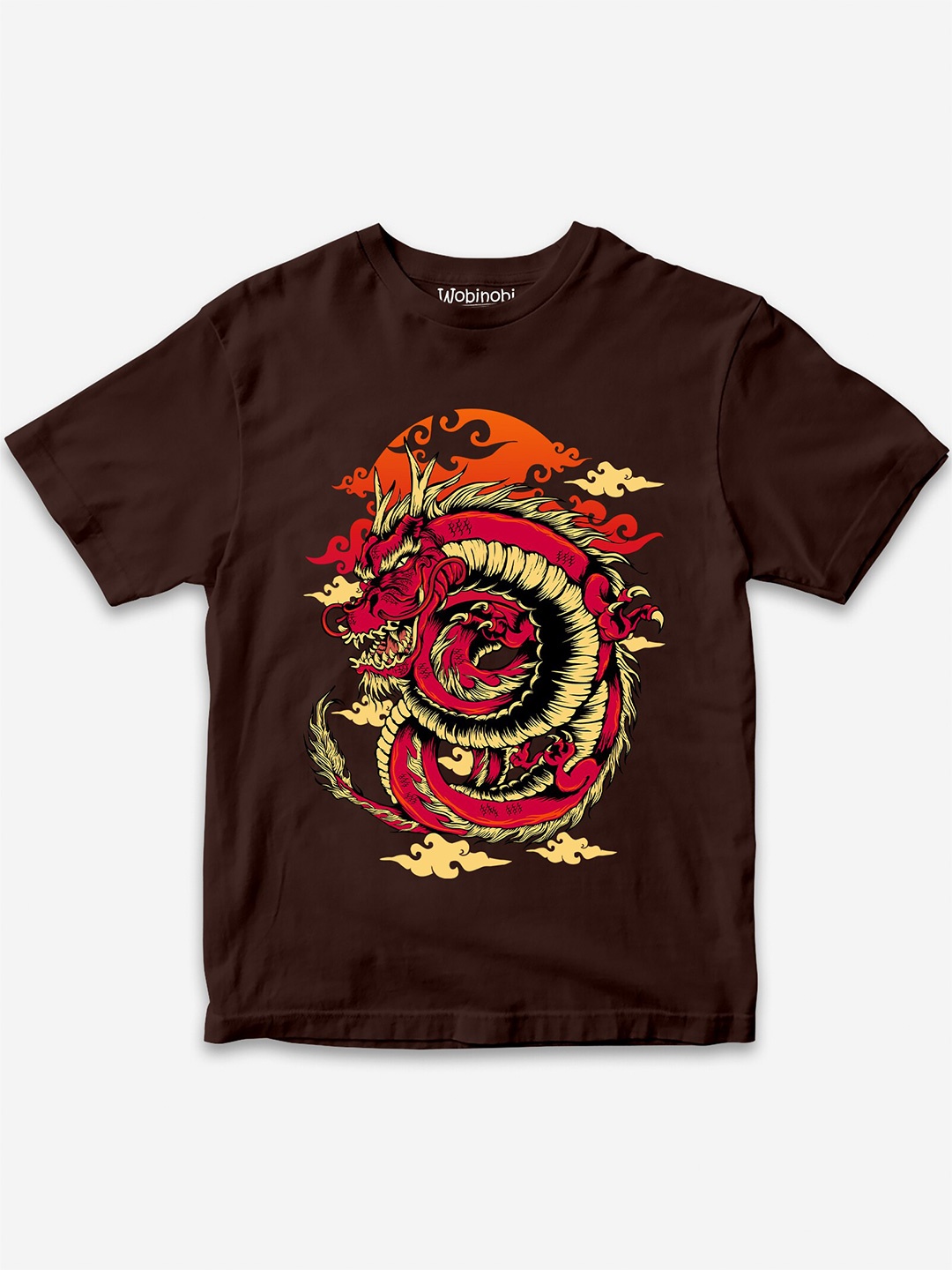 

Wobinobi Boys Dragon Print Bio Finish Pure Cotton T-shirt, Red