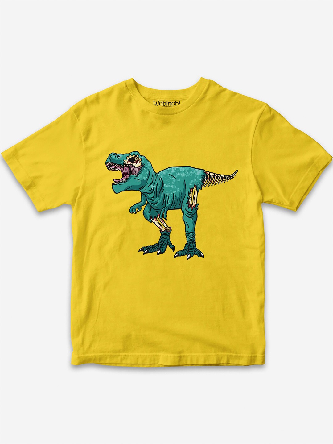 

Wobinobi Boys Dinosaur Print Bio Finish Pure Cotton T-shirt, Yellow