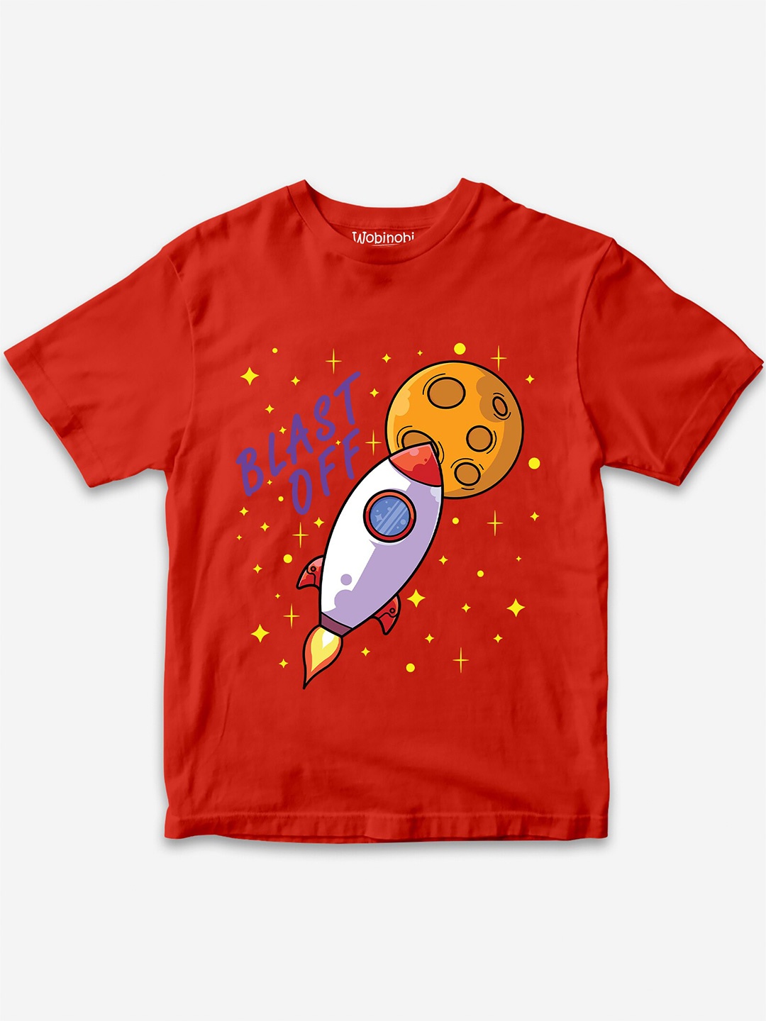 

Wobinobi Boys Space Print Bio Finish Pure Cotton T-shirt, Red