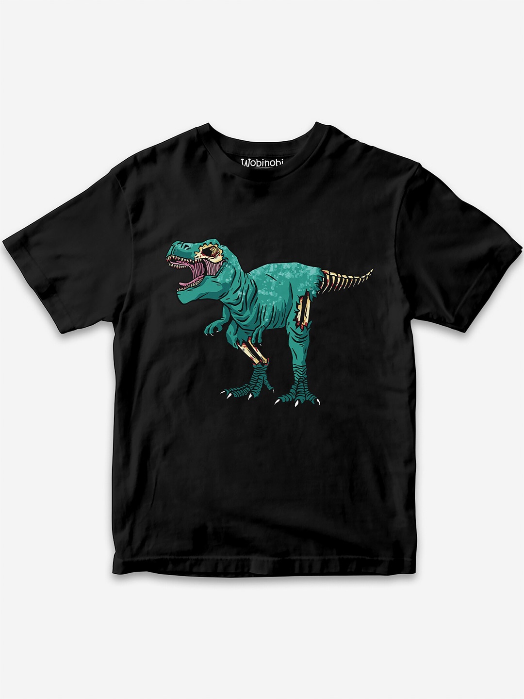 

Wobinobi Boys Dinosaur Print Bio Finish Pure Cotton T-shirt, Black
