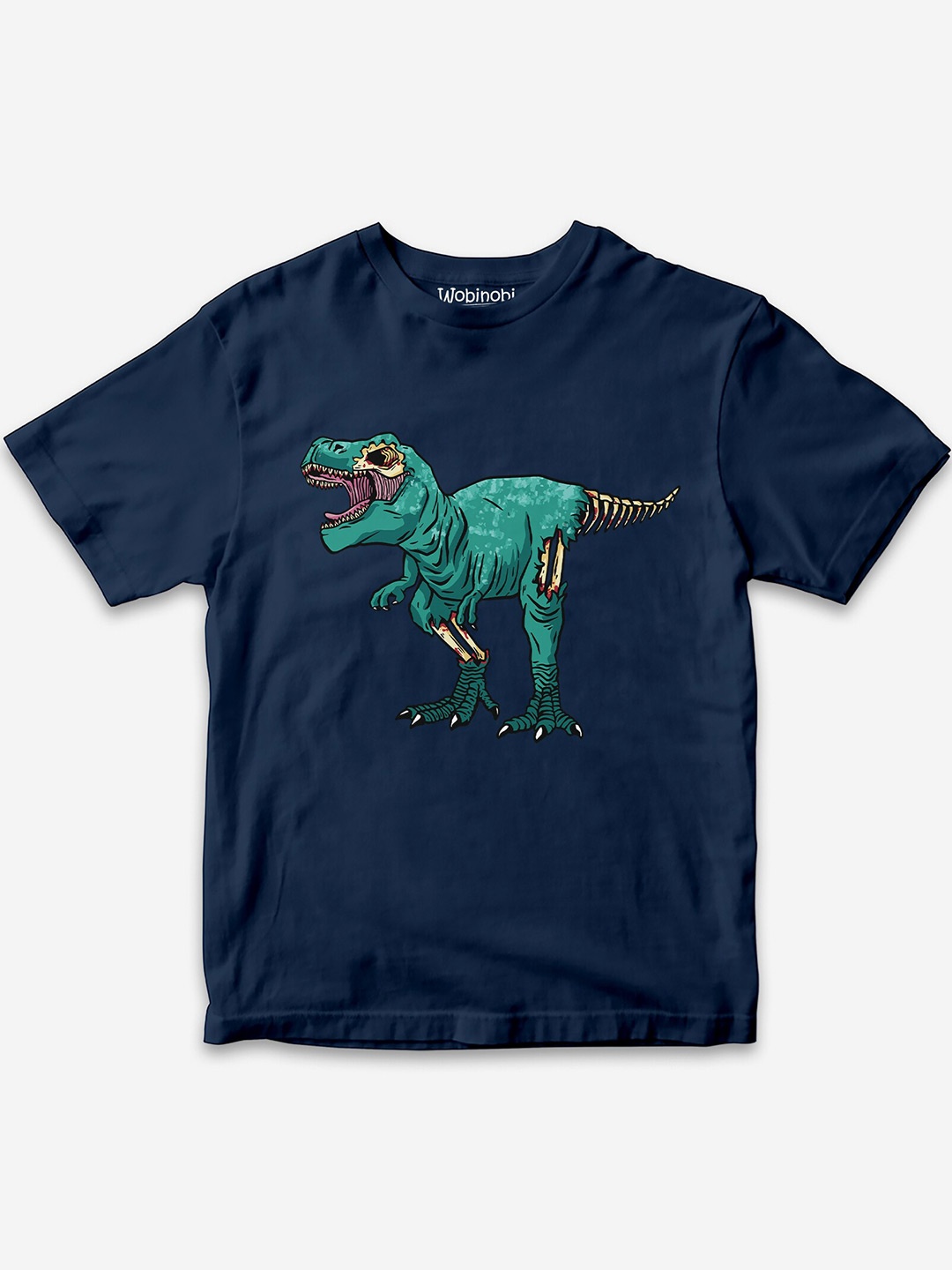 

Wobinobi Boys Dinosaur Print Bio Finish Pure Cotton T-shirt, Navy blue