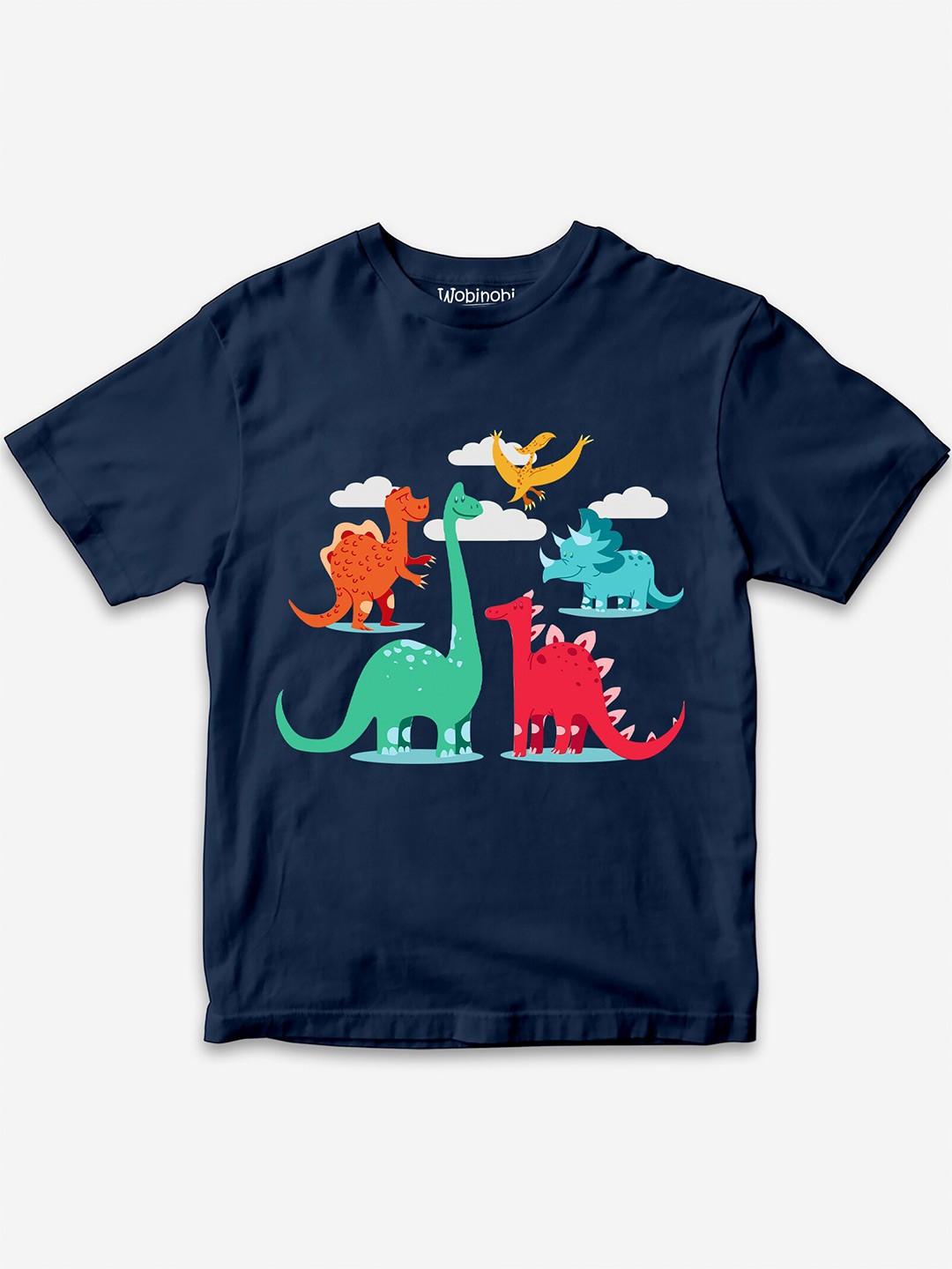 

Wobinobi Boys Dinosaur Print Bio Finish Pure Cotton T-shirt, Navy blue