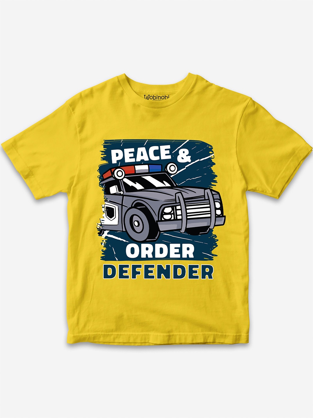 

Wobinobi Boys Policeman Print Bio Finish Pure Cotton T-shirt, Yellow