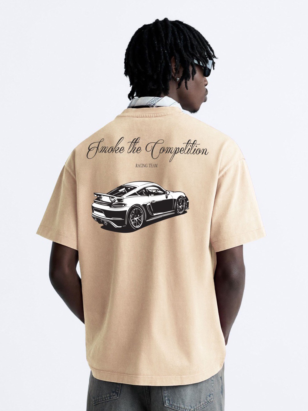 

MISCHIEF MONKEY Typography Printed Cotton T-shirt, Beige