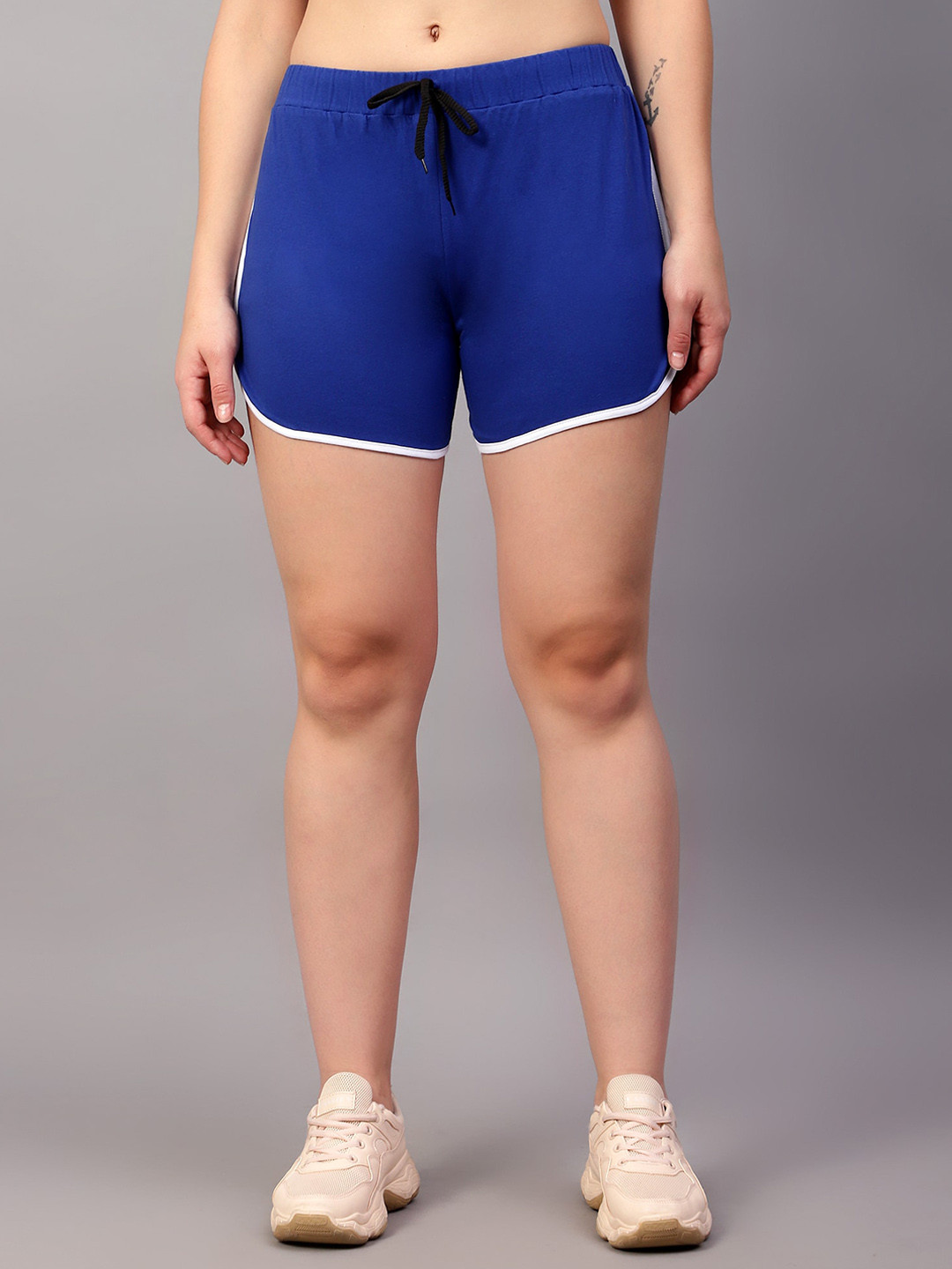 

DIAZ Women Loose Fit Mid-Rise Cotton Hot Pants, Blue