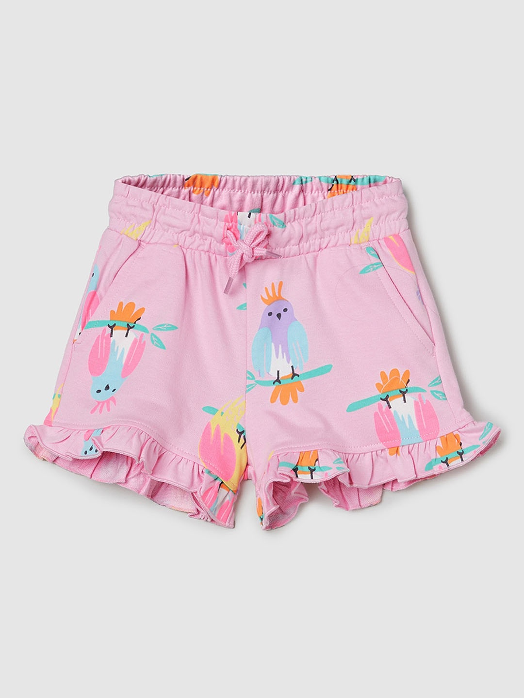 

max Girls Conversational Printed Mid-Rise Regular Fit Cotton Casual Shorts, Pink