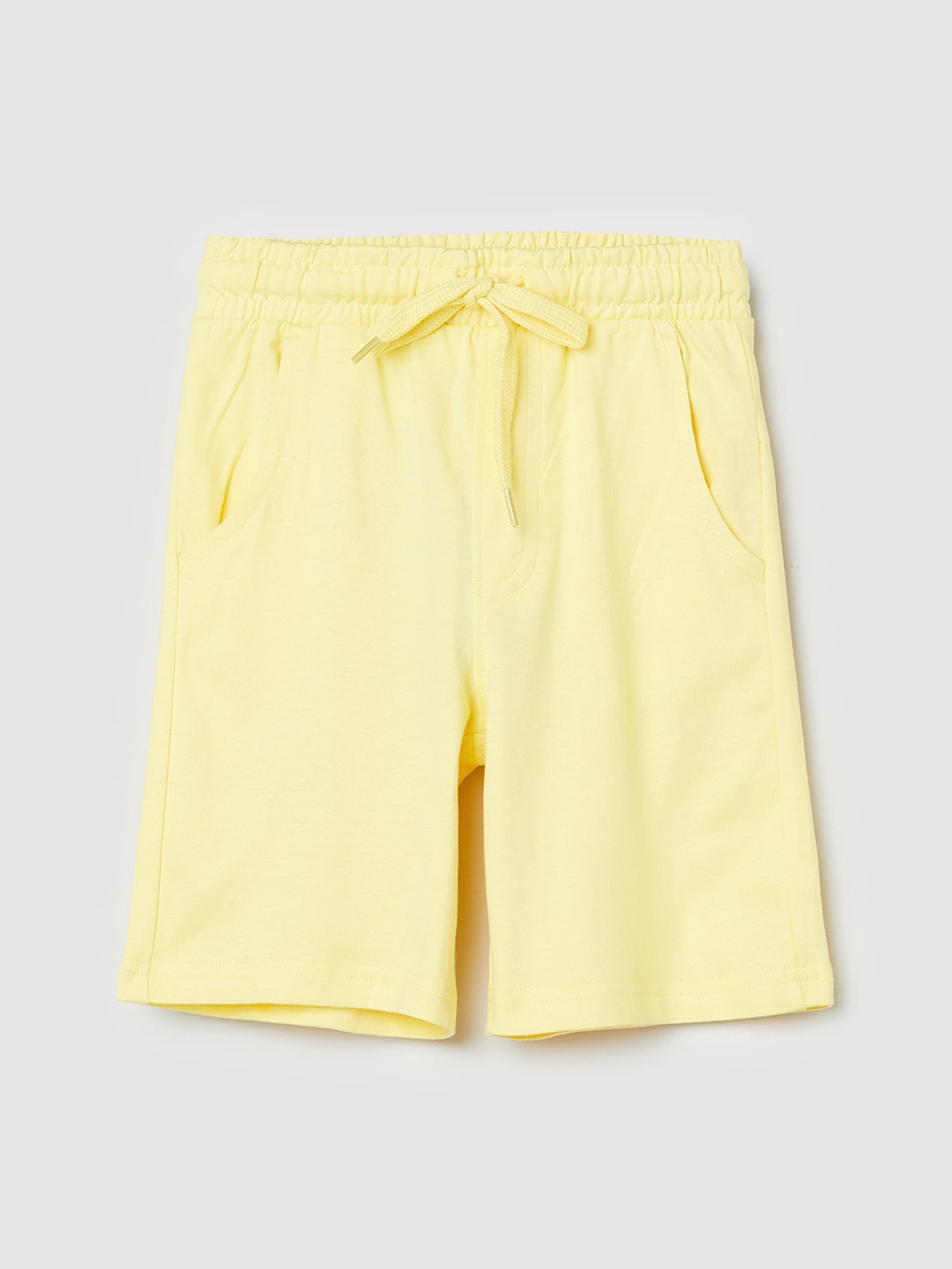 

max Boys Solid Mid-Rise Regular Fit Cotton Casual Shorts, Yellow