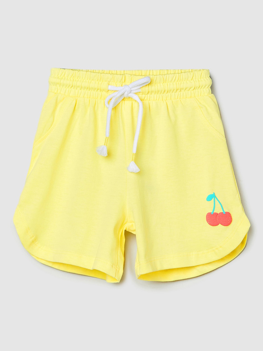 

max Girls Solid Mid-Rise Regular Fit Cotton Casual Shorts, Yellow