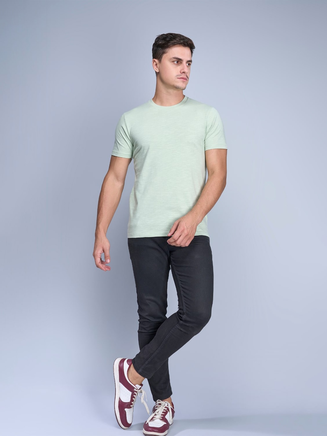 

MAXZONE Round Neck Cotton T-shirt, Sea green