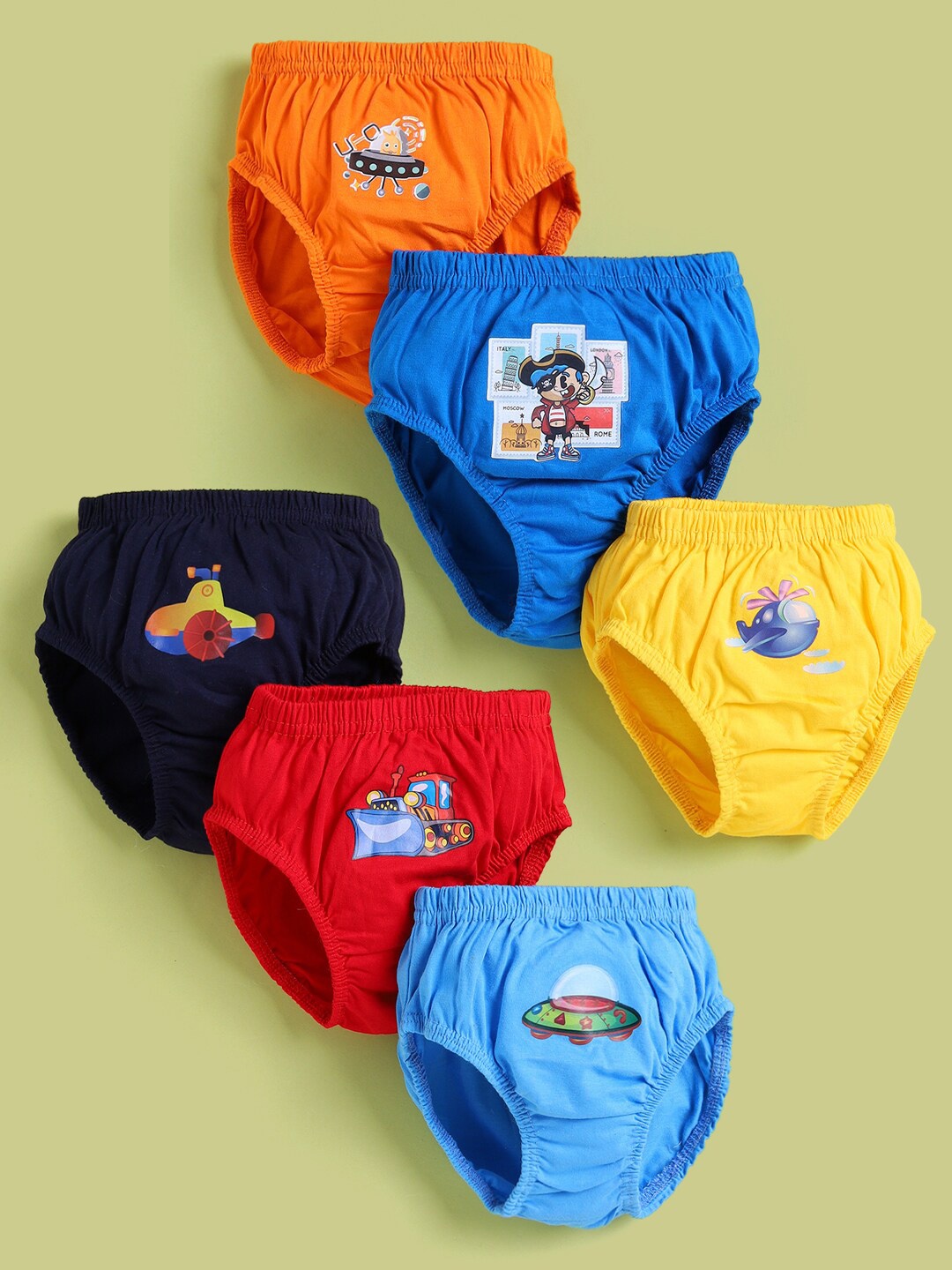 

Redden Boys Pack Of 6 Printed Pure Cotton Basic Briefs, Blue