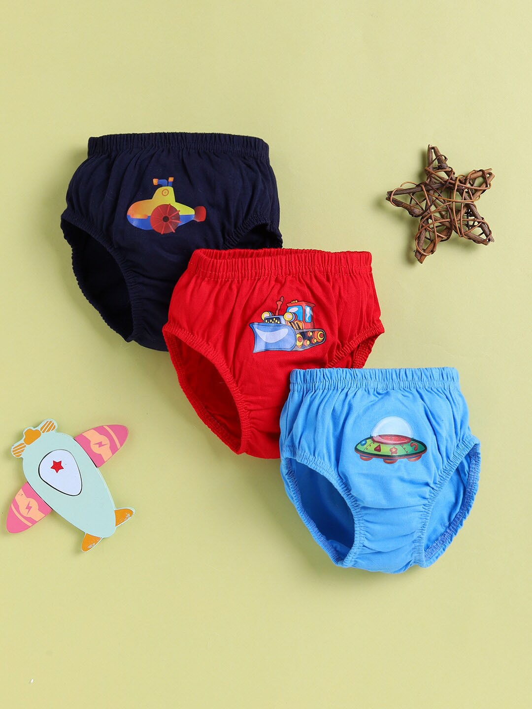 

Redden Infant Boys Pack Of 3 Printed Pure Cotton Basic Briefs BB-101D-PK3-B, Black
