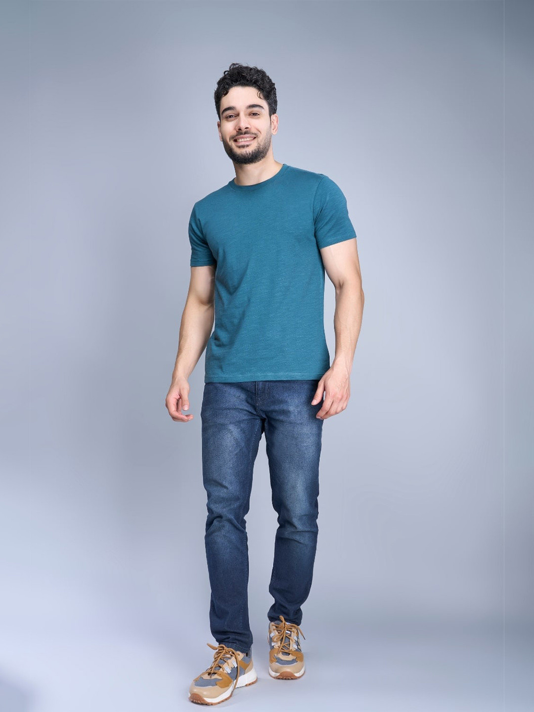 

MAXZONE Round Neck Short Sleeves Cotton T-shirt, Navy blue