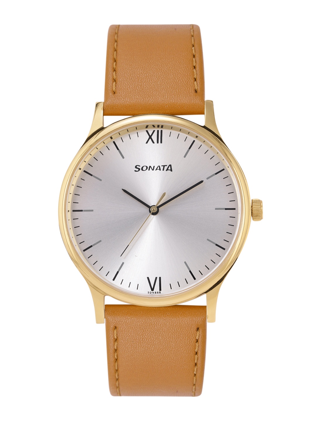 

Sonata Men Leather Analogue Watch 77105YL02-Silver