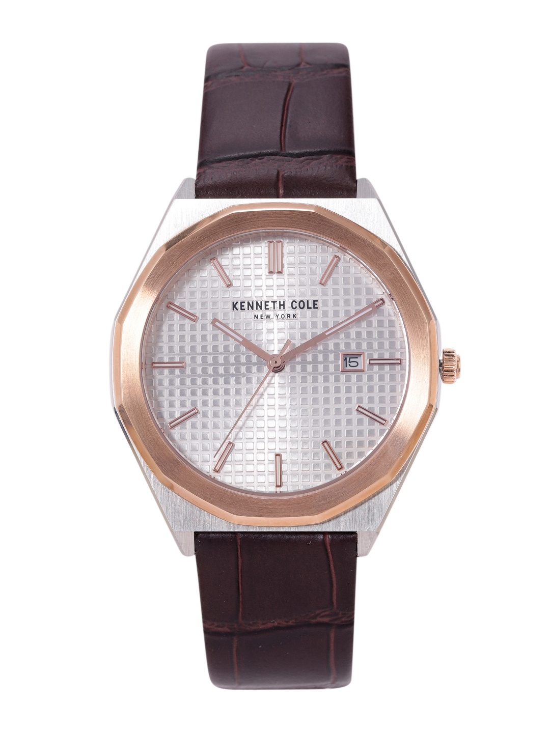 

Kenneth Cole Men Textured Leather Analogue Watch KCWGB2234210MN-silver