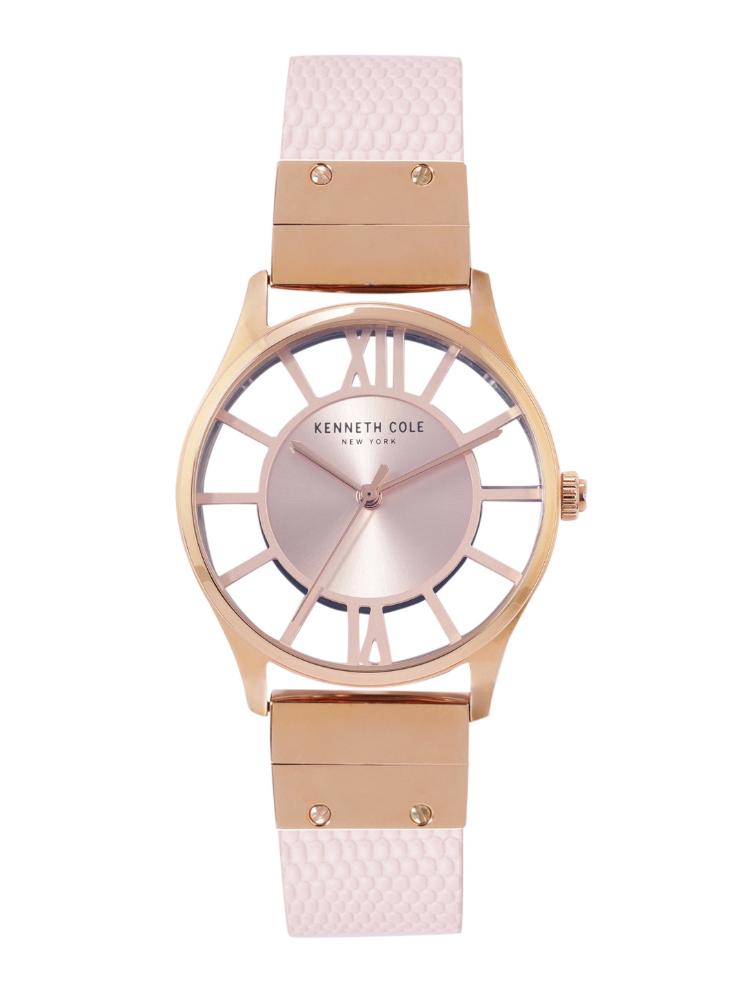 

Kenneth Cole Women Textured Leather Analogue Watch NEKCWLA2106003LD-gold, Rose gold