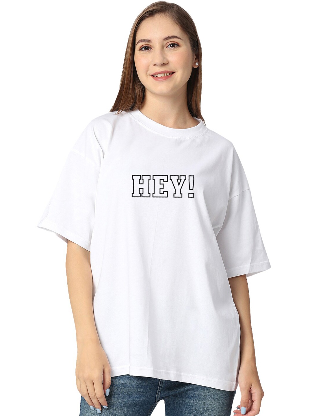 

STATUS MANTRA Round Neck Drop Shoulder Typography Printed Regular Fit Cotton T-shirt, White