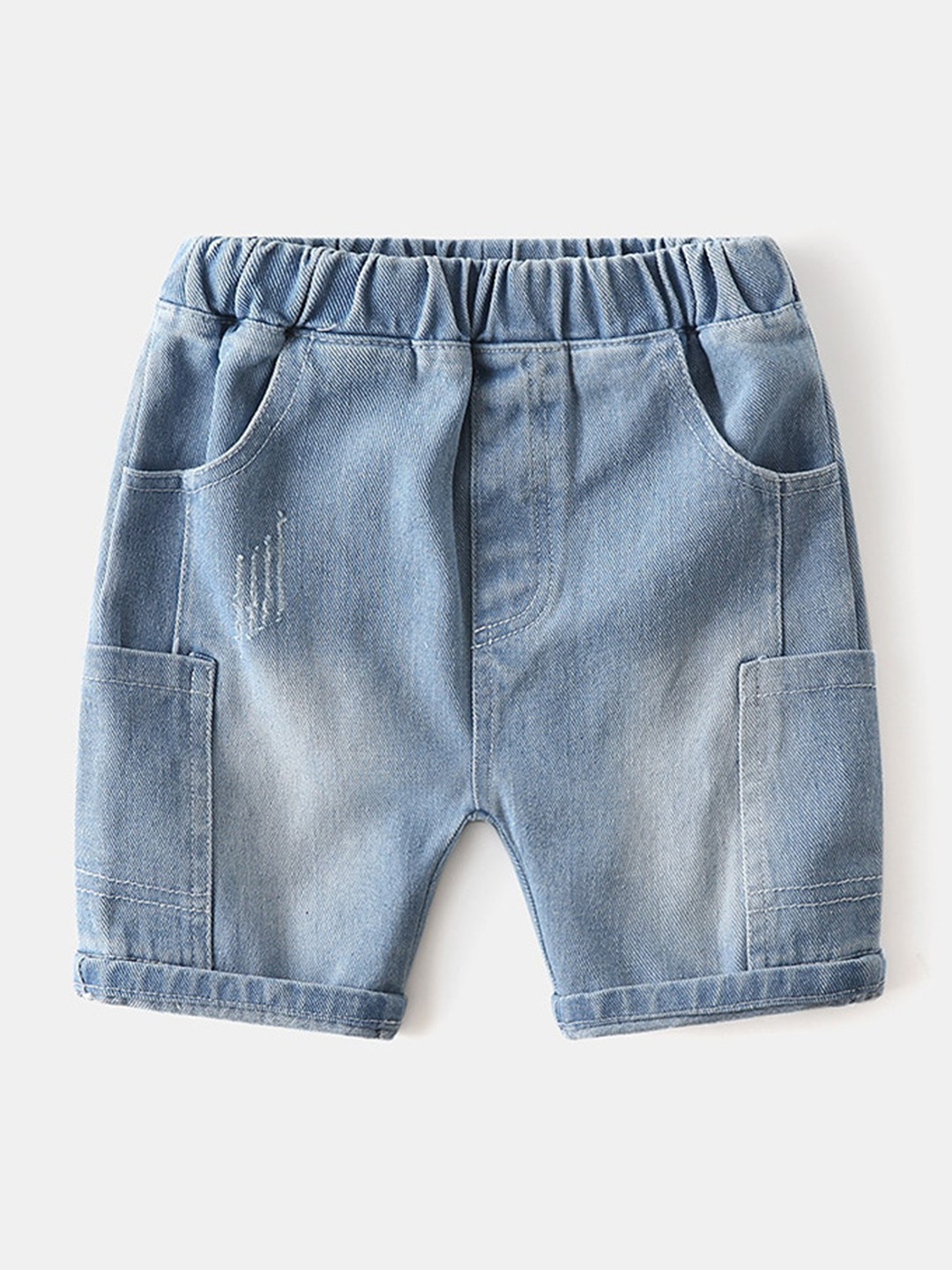 

StyleCast Boys Mid-Rise Washed Cotton Cargo Denim Shorts, Blue