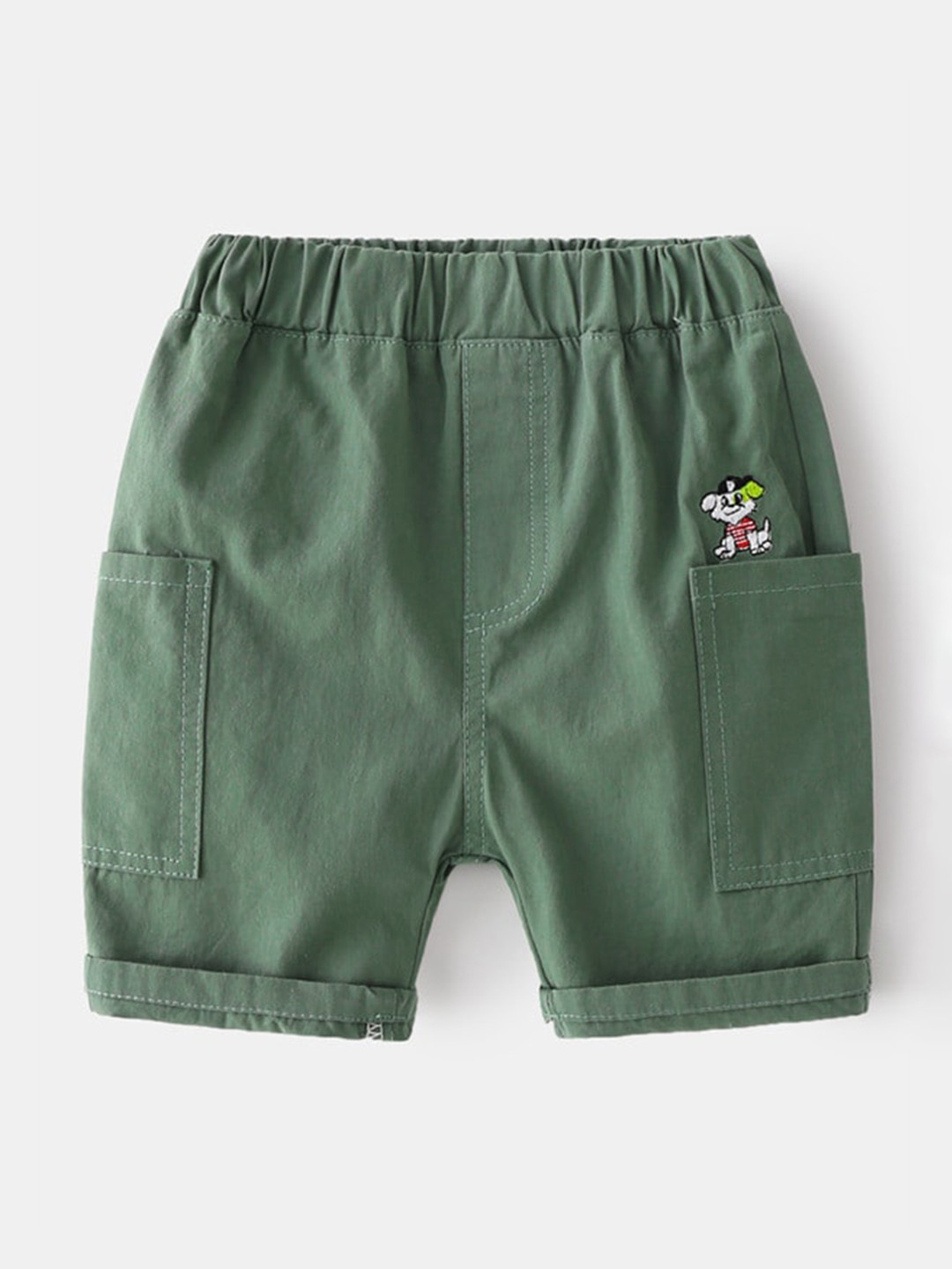 

StyleCast Olive Green Boys Mid-Rise Cotton Shorts