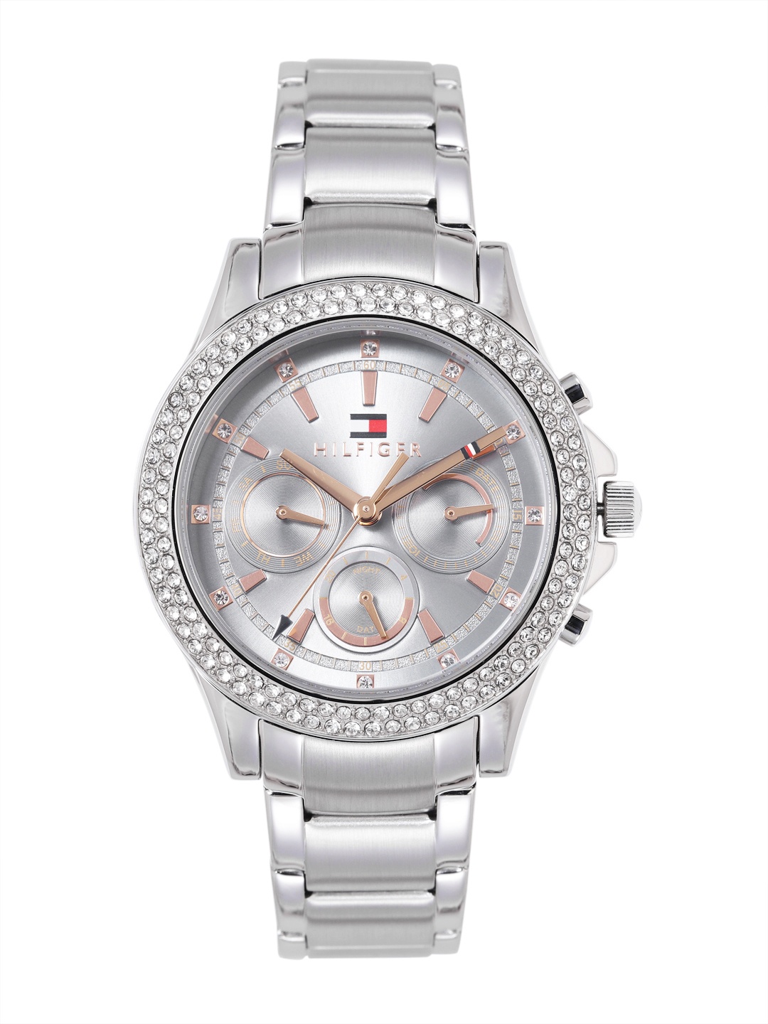 

Tommy Hilfiger Women Embellished Dial & Bracelet Style Straps Analogue Watch TH1782690W, Silver