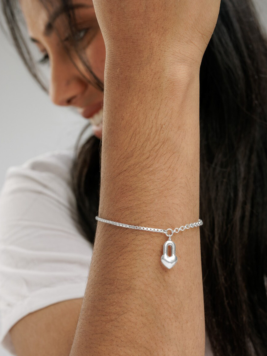 

Trisu 925 Silver Rhodium-Plated Charm Bracelet