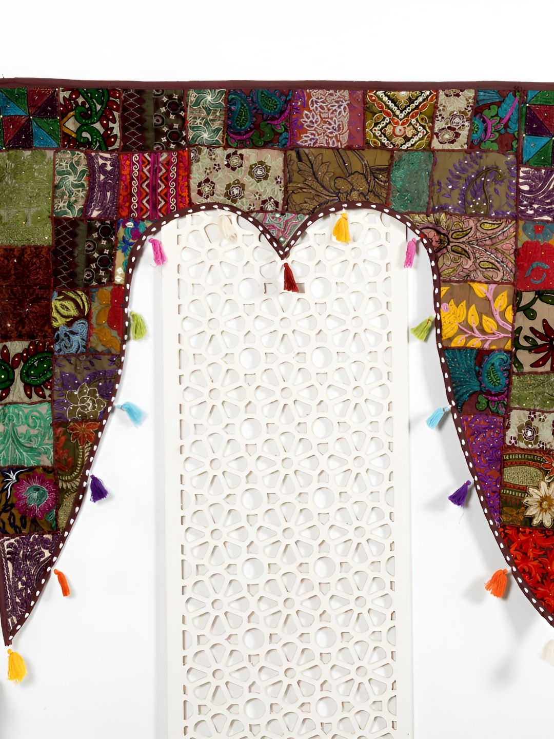 

HANDICRAFT PALACE Green & Brown Patchwork Embroidered Hanging Toran