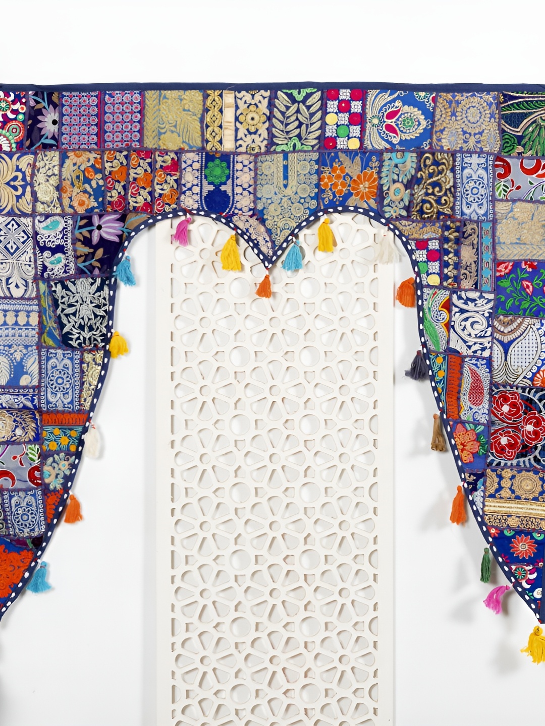 HANDICRAFT PALACE Blue & Red Patchwork Embroidered Hanging Toran
